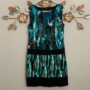Laundry by Shelli Segal Teal Black Dress Size 4